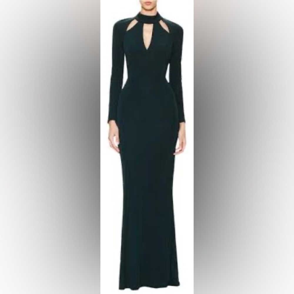 ABS Green Cut Out Gown Long Sleeve Sheath